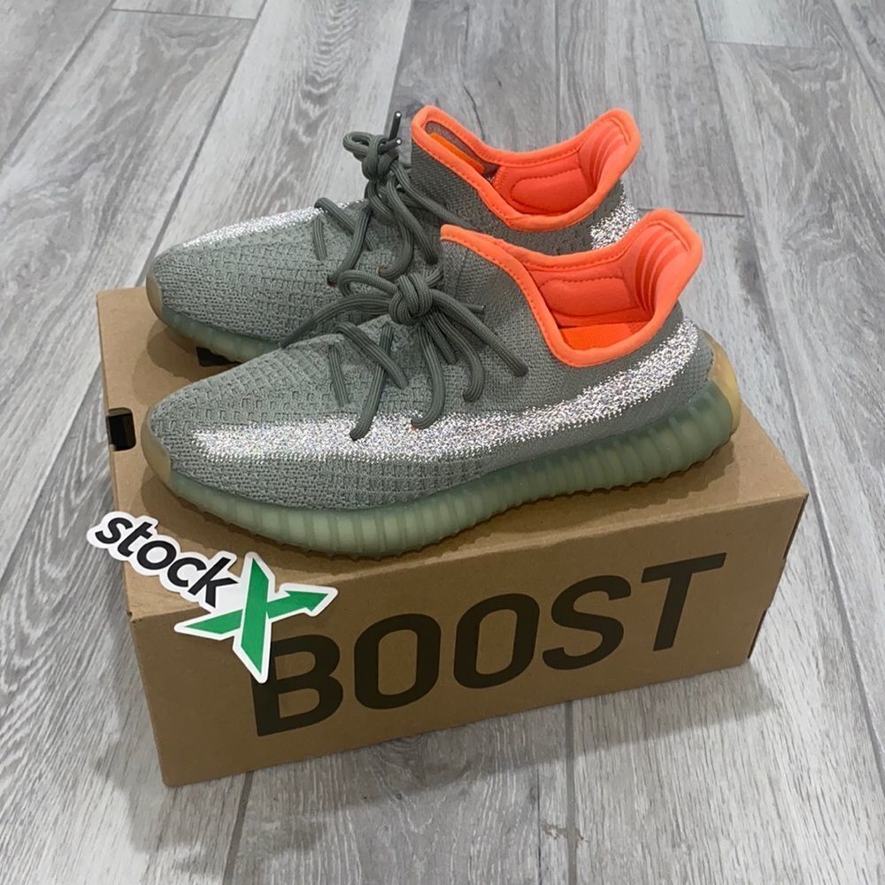 AUTHENTIC Yeezy 350 Boost Dessert Sage with reflective strip size 5.5